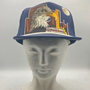Vintage US Mail Trucker Hat‎ Rope Navy Blue Eagle Express Mail Next Day Service